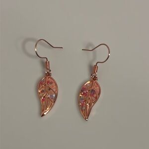 ✨ Rose Gold Leaf Dangle Earrings | Colorful Confetti Resin Inlay